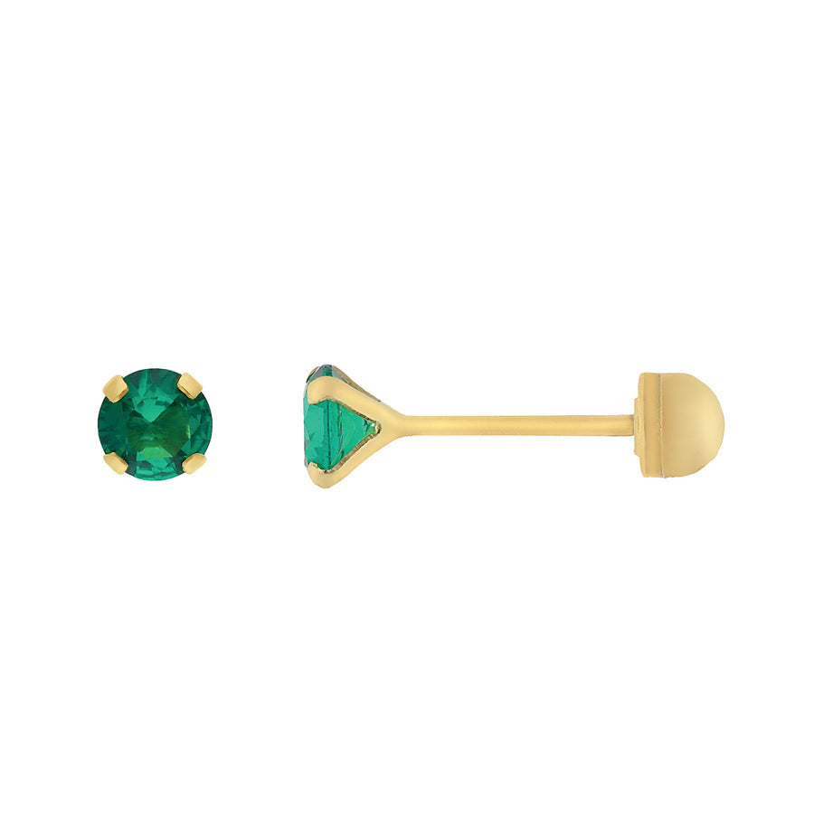 Broquel Recto Piedra Verde 10k, 3mm x 10mm