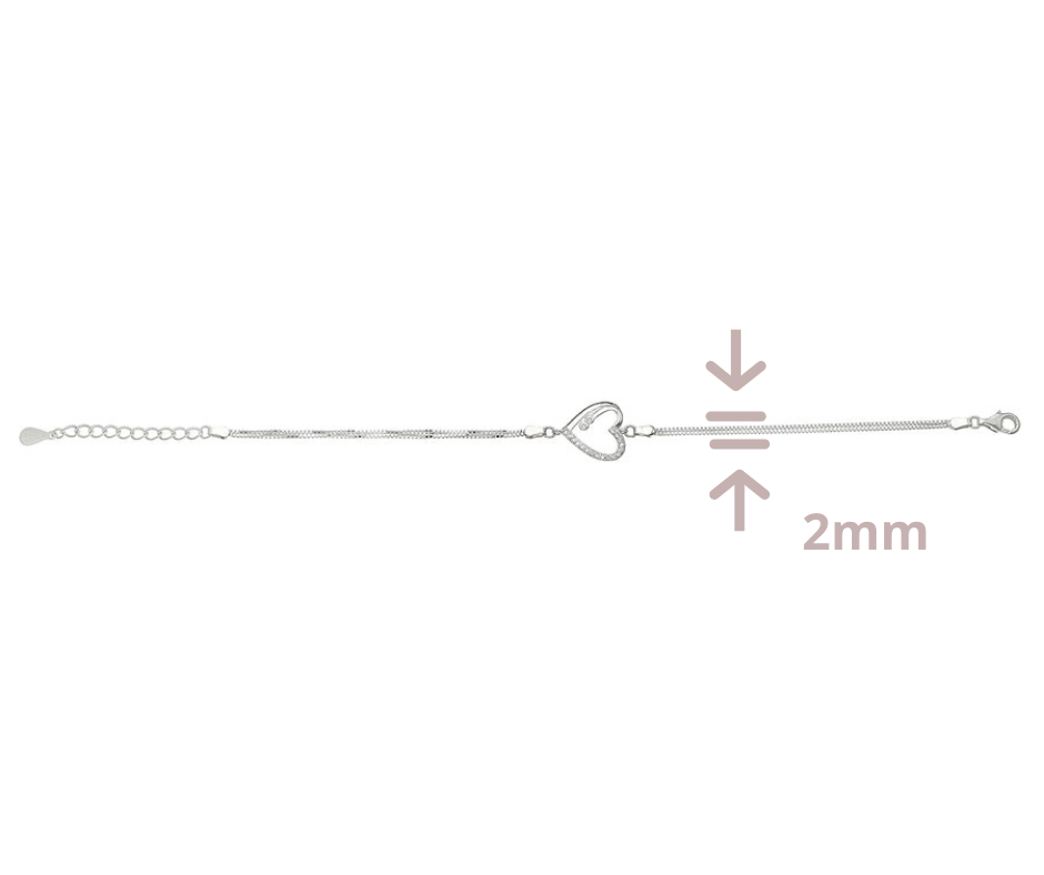 Pulso Corazón Plata .925 18cms