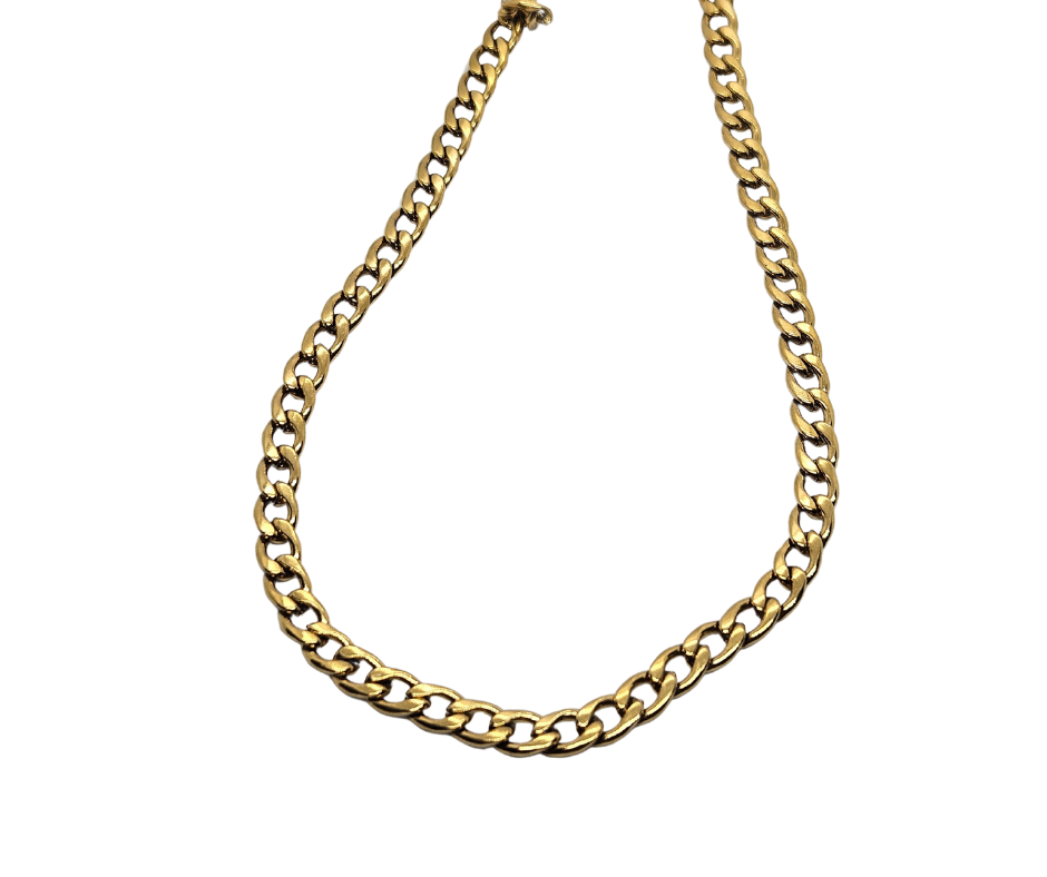 Cadena Barbada Acero Dorado 30cm