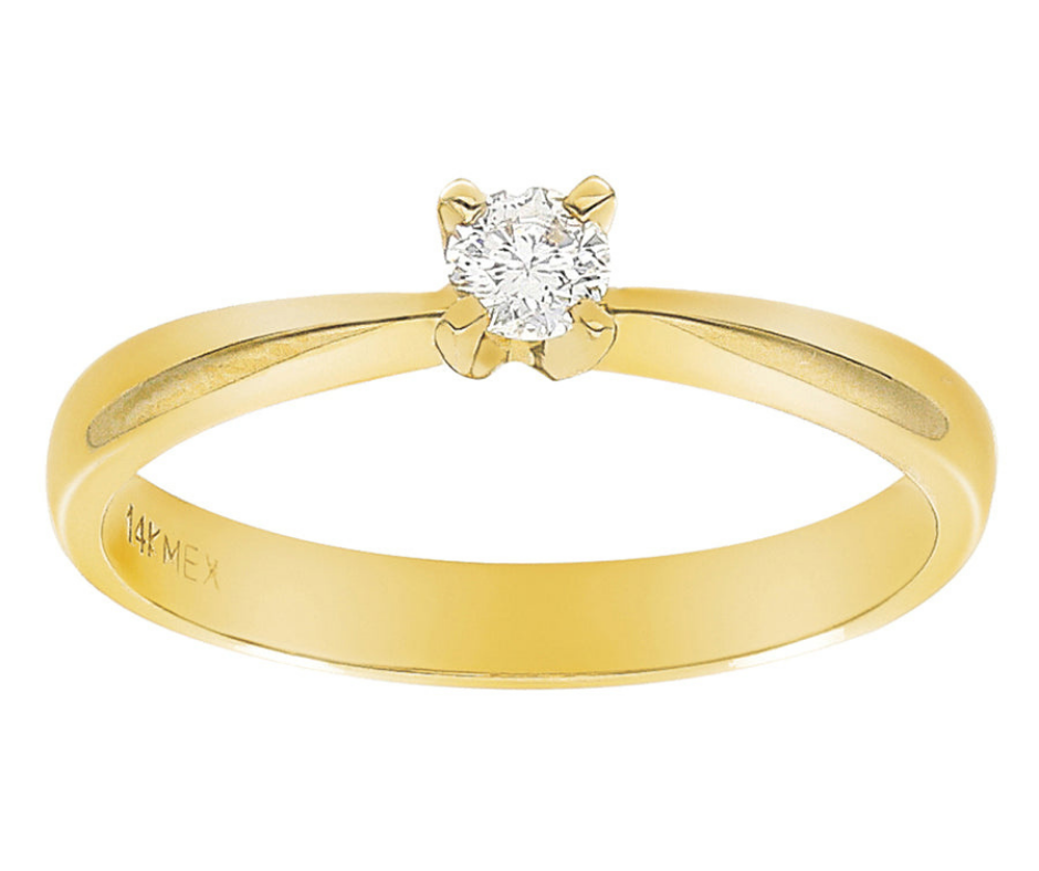 Anillo Solitario Oro 14K Diamante
