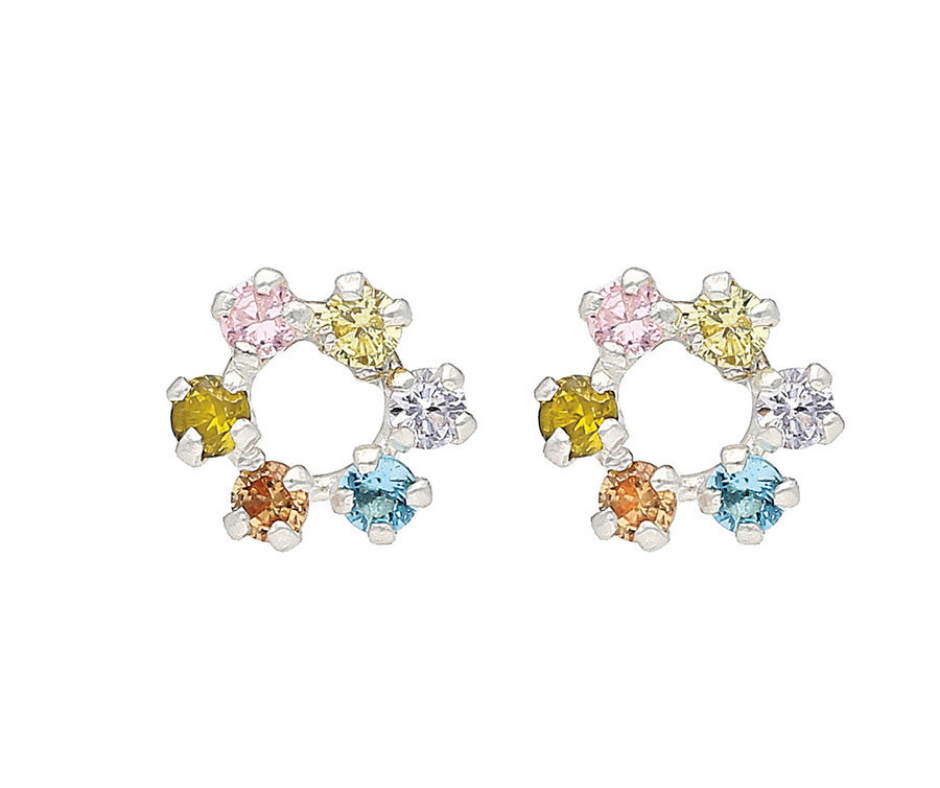 Broquel Zirconias Colores Plata .925