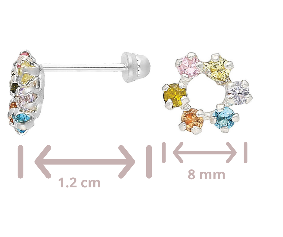 Broquel Zirconias Colores Plata .925