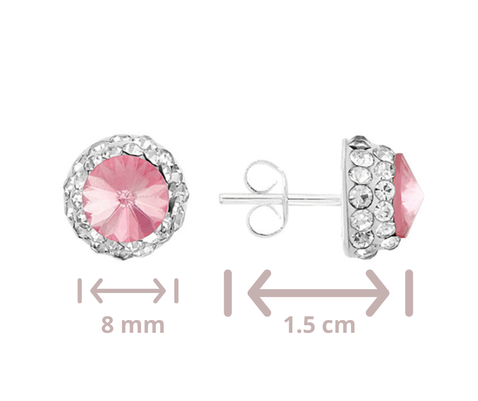Arete Piedras Rosa Plata .925
