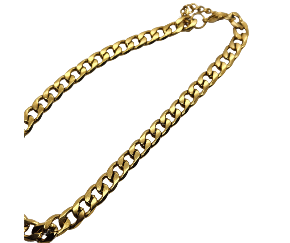 Cadena Barbada Acero Dorado 30cm