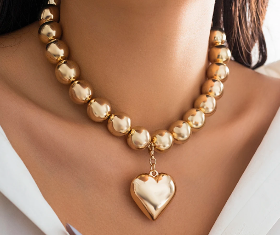 Collar Corazón acero inoxidable 35 cms