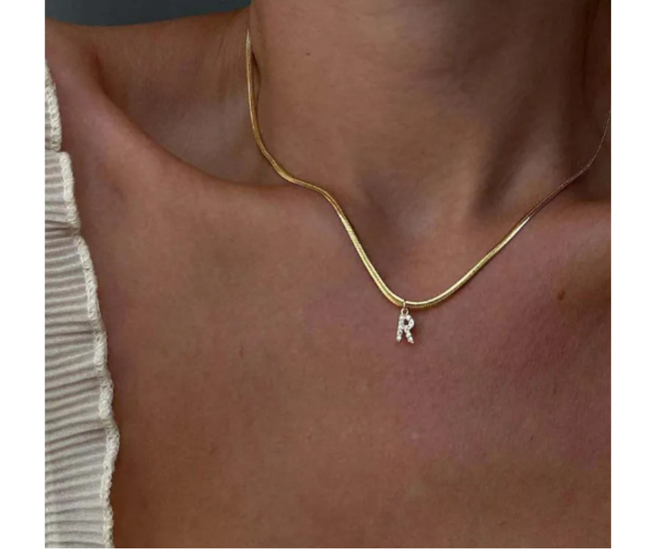 Collar Dije Inicial Acero Inoxidable 45 cms