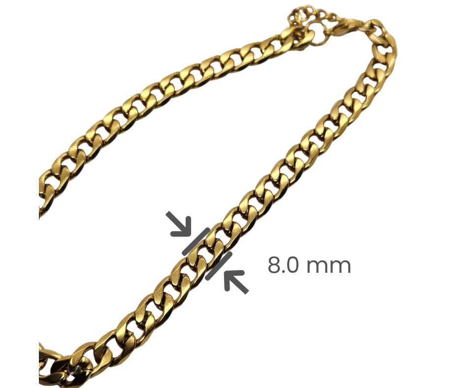 Cadena Barbada Acero Dorado 30cm