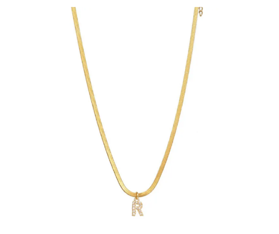 Collar Dije Inicial Acero Inoxidable 45 cms