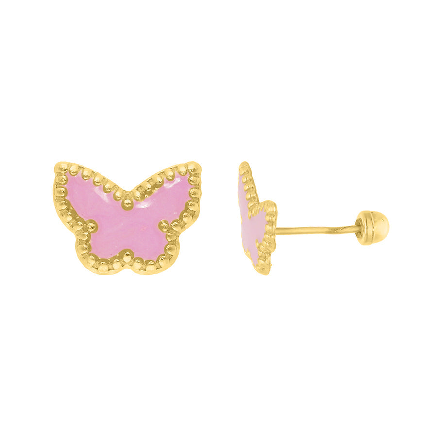 Broquel Mariposa Rosa 10k, 8mm x 10mm