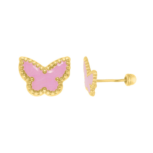 Broquel Mariposa Rosa 10k, 8mm x 10mm