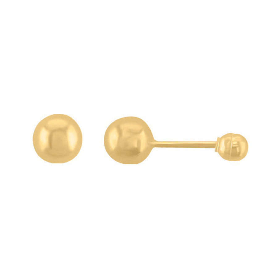 Broquel Bola 14k, 4mm x 10mm