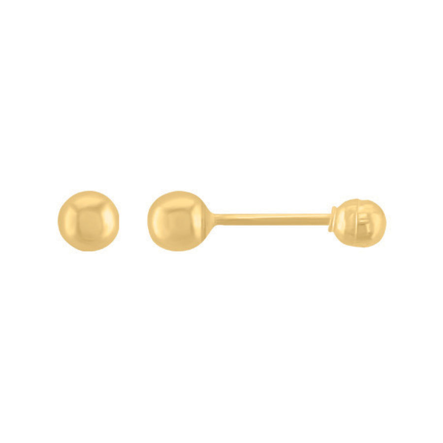 Broquel Bola 14k, 2.5mm x 10mm