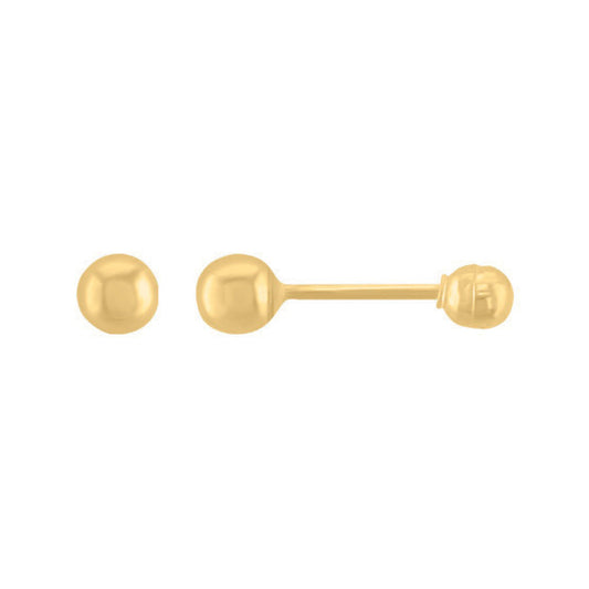 Broquel Bola 14k, 2.5mm x 10mm