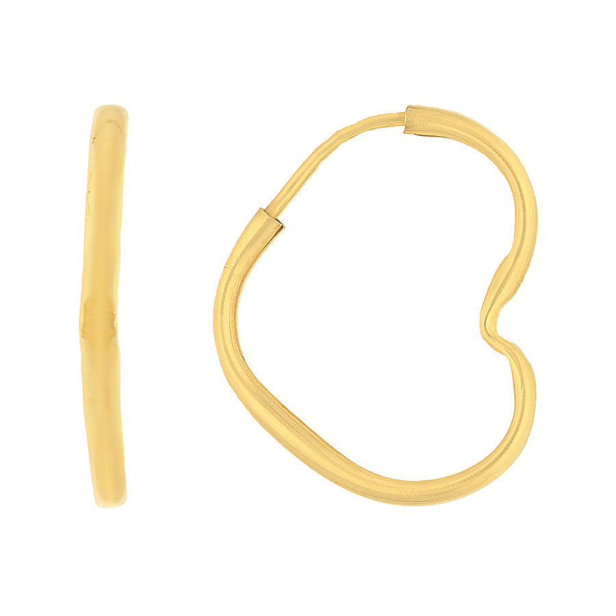 Arracada Tubo Corazón 10k, 1cm diametro