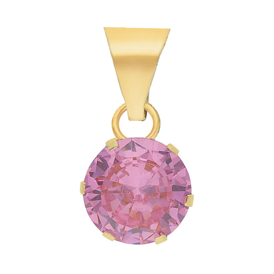 Dije Piedra Rosa Oro 10k, 8mm