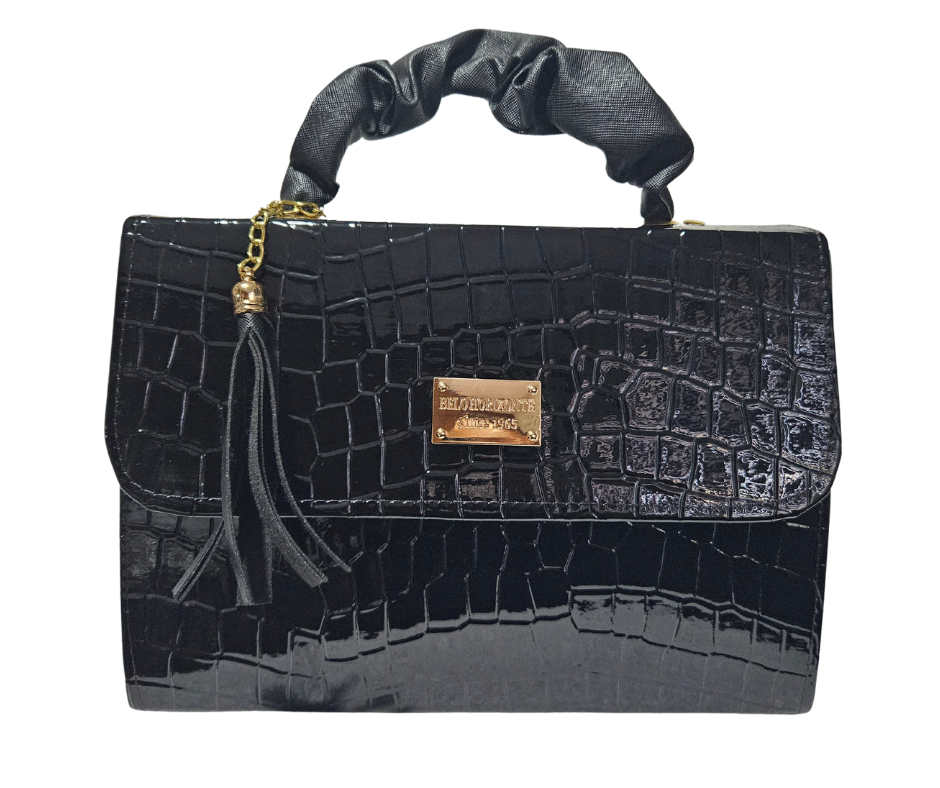 Chica (Satchel) Negro Charol Reptil