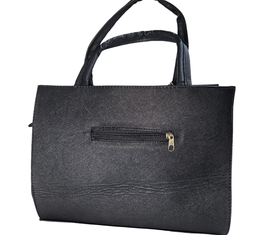 Mediana (Tote) Negro Franja Charol Horizontal