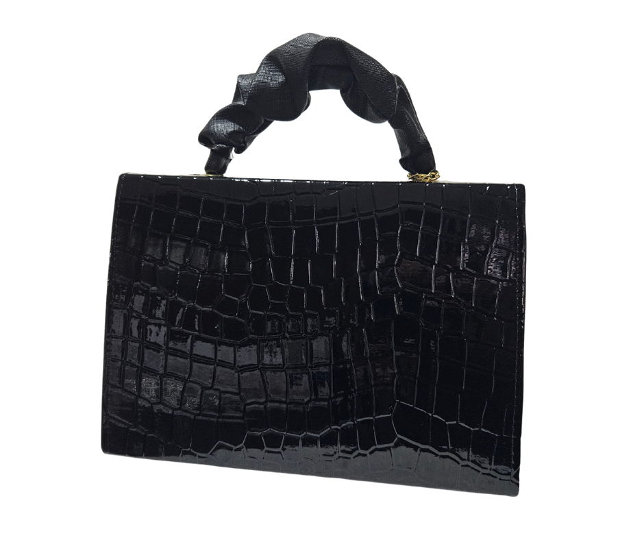 Chica (Satchel) Negro Charol Reptil