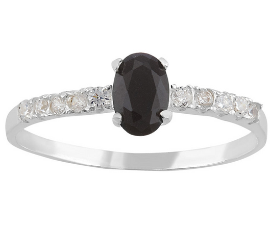 Anillo Solitario Zirconia Negra Plata .925