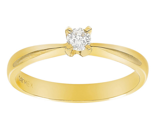 Anillo Solitario Oro 14K Diamante