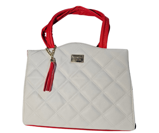 Mediana (Tote) Blanco Rombos Rojo