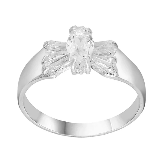 Anillo Solitario Flor Plata .925