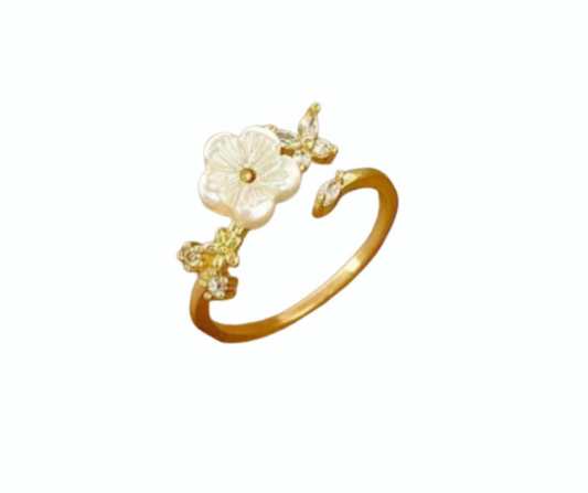 Anillo Acero inoxidable Flor Ajustable