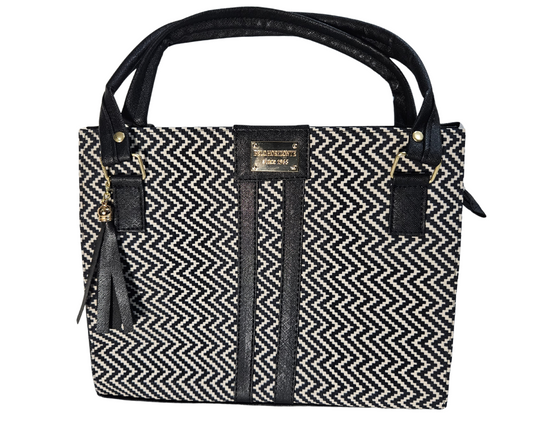 Mediana (Tote) Negro Diseño 2 Franjas