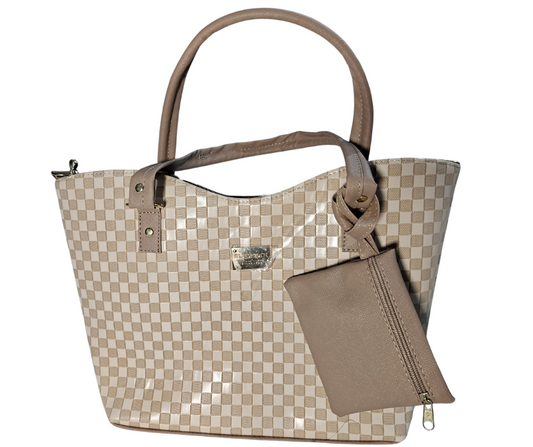 Mediana (Tote) Camel Cuadros Monedero