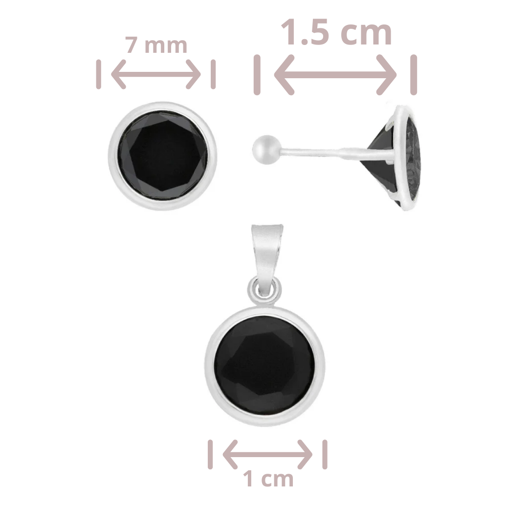 Juego Piedras Zirconia Negro Plata .925
