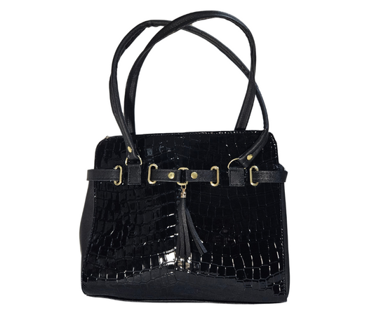 Mediana (Tote) Negro Charol Reptil