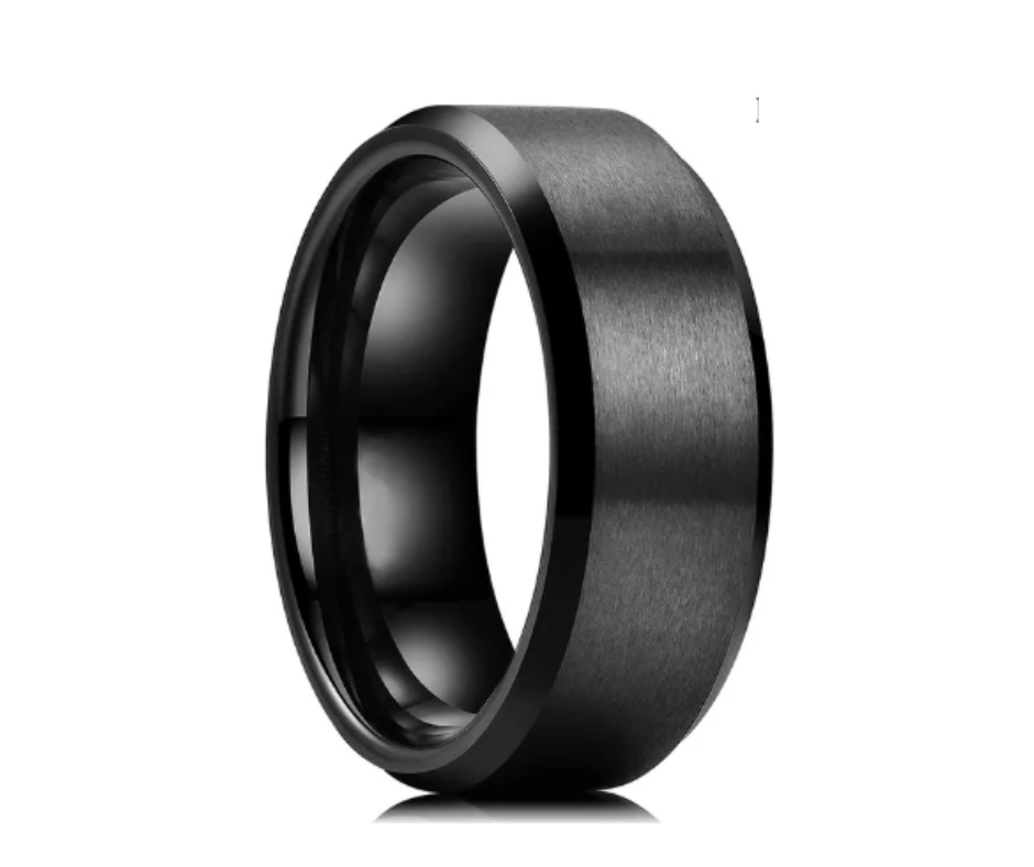 Anillo Argolla Acero Negro Caballero