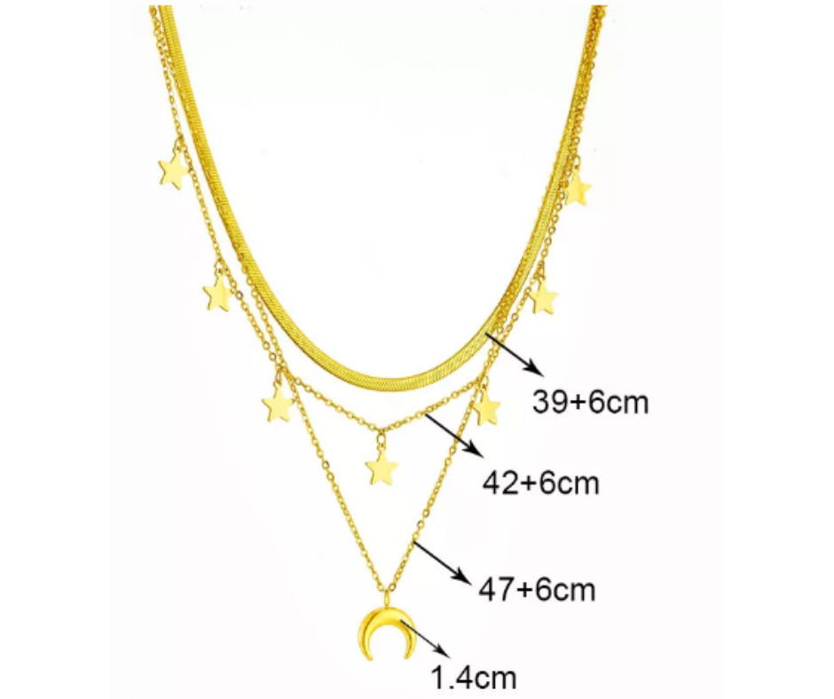 Gargantilla acero inoxidable luna 40 cms