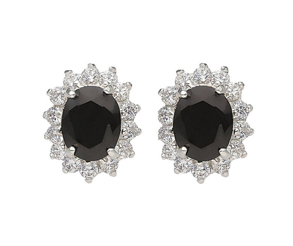 Juego Piedras Zirconia Negro Plata .925