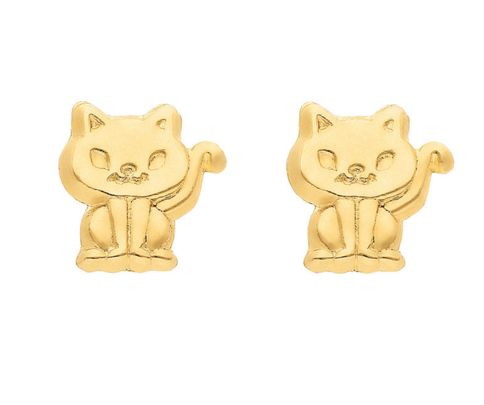 Broquel Oro 10K Gatito