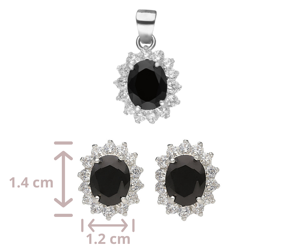 Juego Piedras Zirconia Negro Plata .925