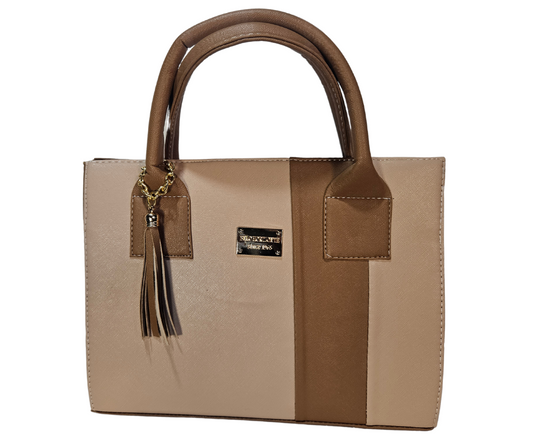 Mediana (Tote) Camel y Rosa